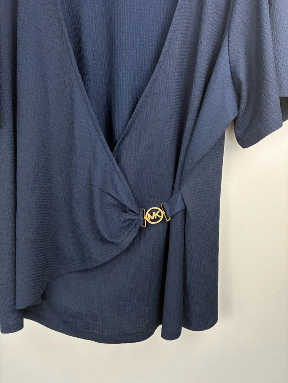 Michael Kors Wrap Style Top | Navy Blue | Buckle Detail - Picture 2 of 5